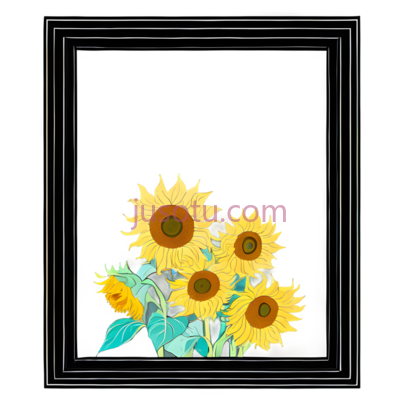 郁金香花,矩形边框, PNG