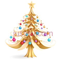 圣诞树,现代,金色PNG