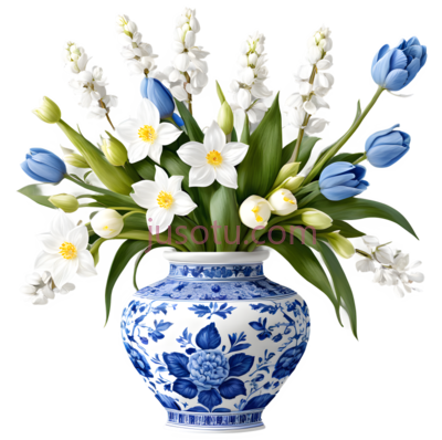 花瓶,青花瓷,蓝色,白色, PNG