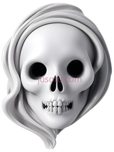 骷髅,3D,白色, PNG