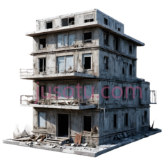 废弃建筑,破旧,灰色PNG