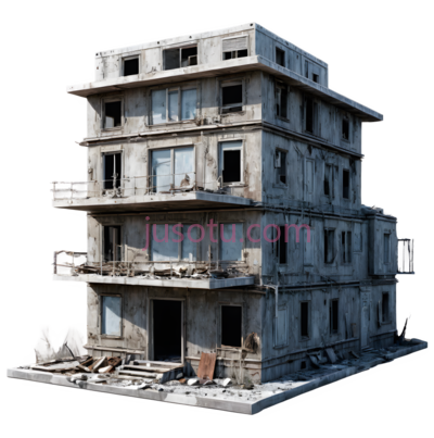 废弃建筑,破旧,灰色, PNG