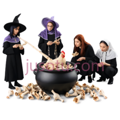 女巫,鸡,巫师装束,卡通,修女装束,白色PNG