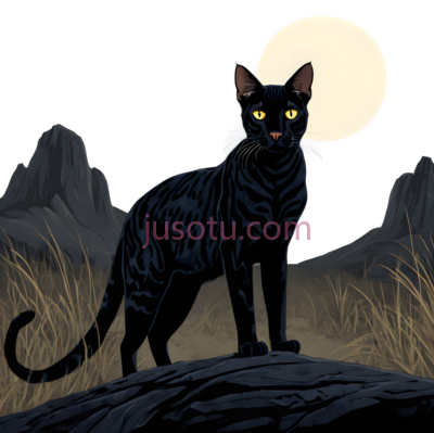 黑猫,插画,黑色, PNG