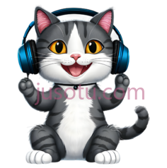 卡通猫,可爱,灰色,白色PNG