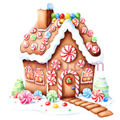 姜饼屋,卡通,棕色,白色,红色PNG