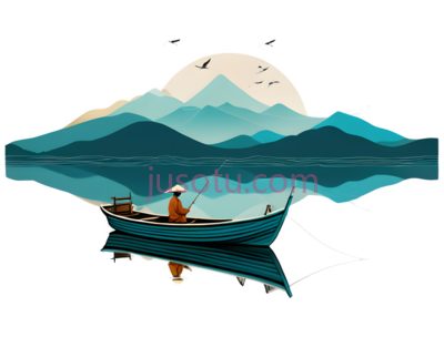 小船,插画,蓝色, PNG