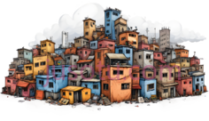 建筑群,卡通,多彩PNG