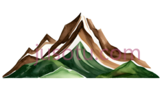 山峰,插画,绿色,白色,棕色PNG