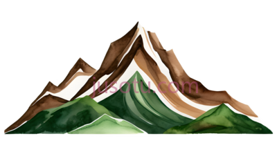 山峰,插画,绿色,白色,棕色, PNG