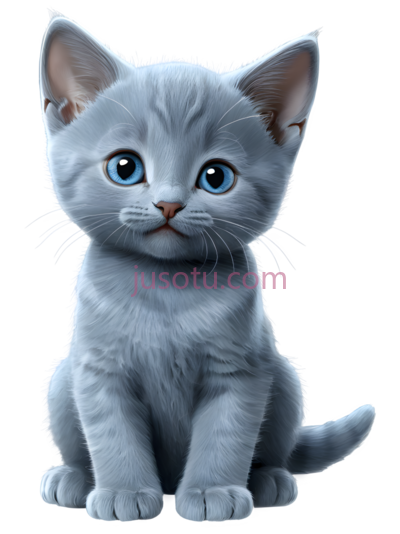小猫,卡通,灰色, PNG