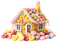 糖果屋,卡通,黄色,粉色,蓝色,绿色PNG