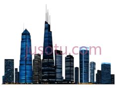 城市天际线,现代都市,蓝色,白色PNG