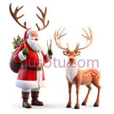 圣诞老人,驯鹿,卡通,红色, 白色, 绿色PNG