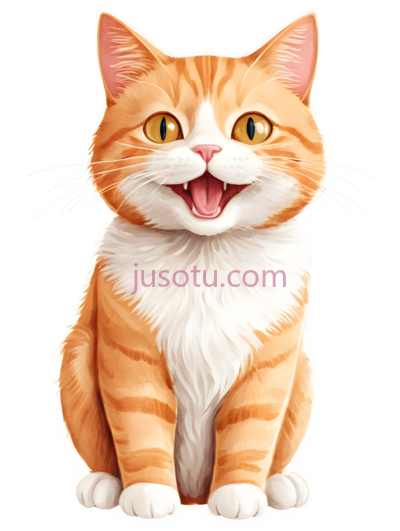猫,卡通,橘色,白色, PNG