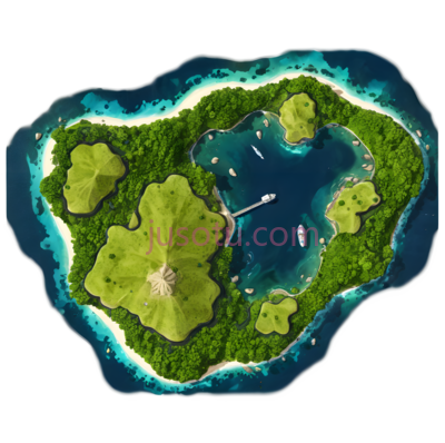 岛屿,俯视图,绿色,蓝色, PNG