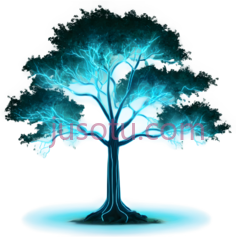 树,蓝色, PNG