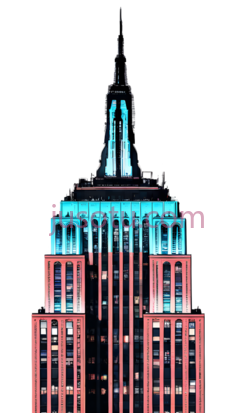 帝国大厦,现代主义建筑,蓝色,红色PNG