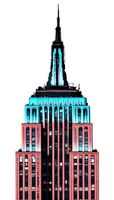 帝国大厦,现代主义建筑,蓝色,红色, PNG