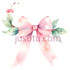 蝴蝶结,水彩画,粉色PNG