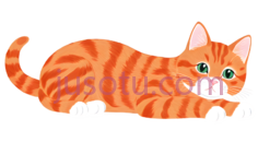 猫,卡通,橙色带黑色条纹PNG