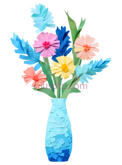 花瓶,折纸,蓝色,粉色,黄色,橙色, PNG