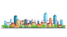 城市天际线,卡通,多彩PNG