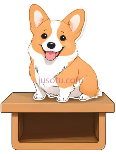 柯基犬,卡通,棕色,白色, PNG