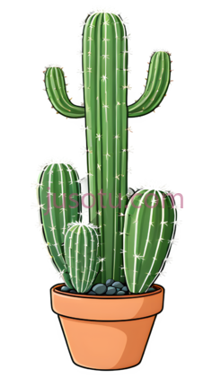 仙人掌,卡通,绿色PNG