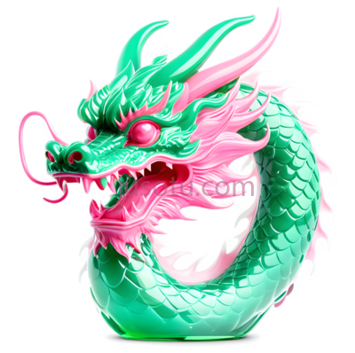 龙,卡通,绿色,粉色, PNG