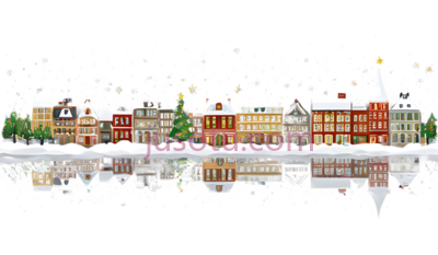 房子,树木,雪,卡通,飘落,白色, PNG