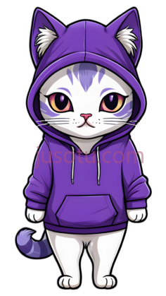 猫,卡通,紫色PNG