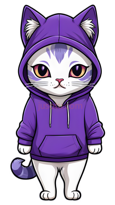猫,卡通,紫色, PNG