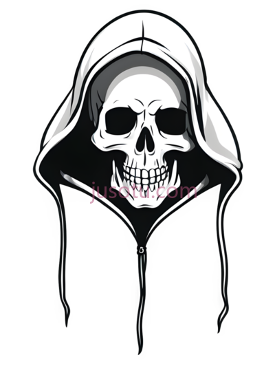 死神,卡通,黑白, PNG