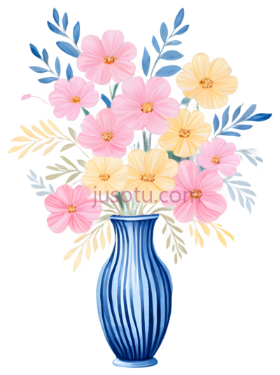 花瓶,插画,蓝色, PNG