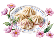 饺子,花朵PNG
