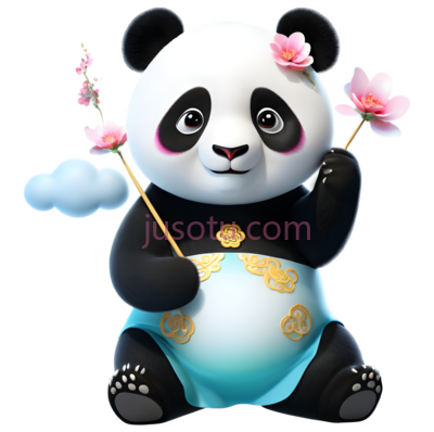 熊猫,卡通,黑白, PNG