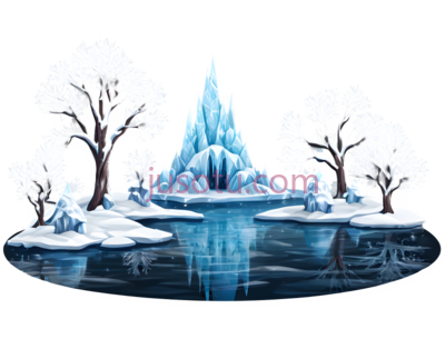 冰雪宫殿,卡通,蓝色, PNG
