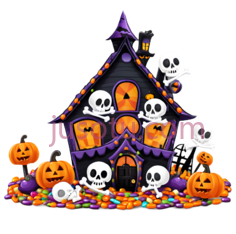 南瓜灯,骷髅,卡通,白色PNG