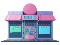 商店,卡通,粉色,紫色PNG