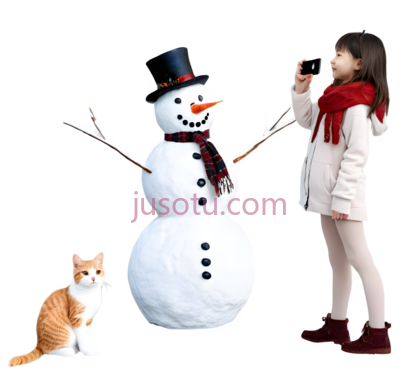 白色,雪人,橙色,白色,猫, PNG