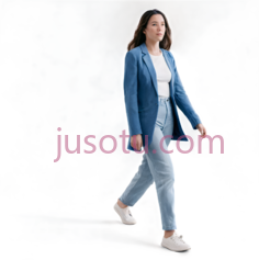 女性模特,休闲,蓝色, PNG