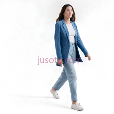 女性模特,休闲,蓝色, PNG
