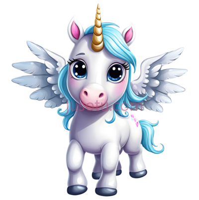 卡通,独角兽,翅膀, PNG