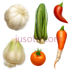 洋葱,青菜,辣椒,大蒜,番茄,胡萝卜,卡通,橙色PNG