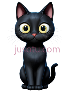 卡通黑猫,可爱,黑色PNG
