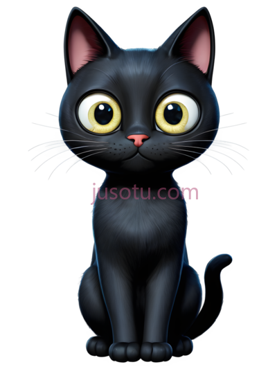 卡通黑猫,可爱,黑色, PNG