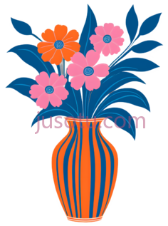 花瓶,插画,橙色,蓝色PNG