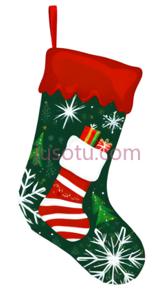 圣诞袜,卡通,绿色,红色,白色PNG