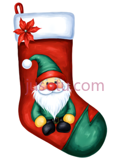 圣诞袜,卡通,红色, 白色, 绿色PNG